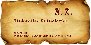 Miskovits Krisztofer névjegykártya